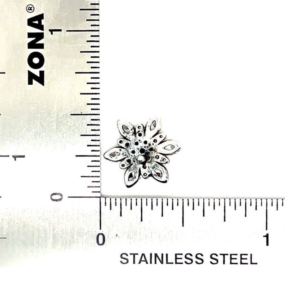Pandora 925 Sterling Silver Snowflake Stud Earrings with Blue Accent Stones - Picture 3 of 5